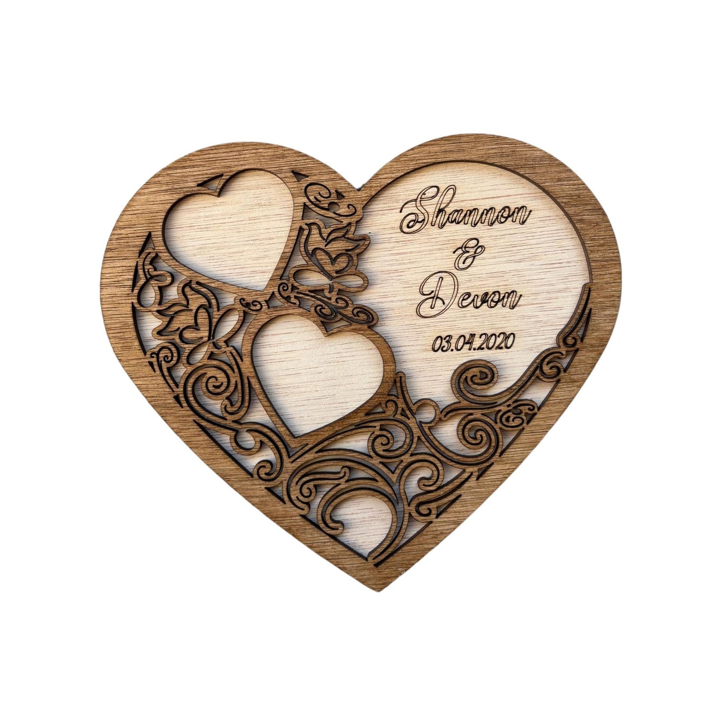 Personalised Wooden Heart Ring Holder for Wedding Ceremony