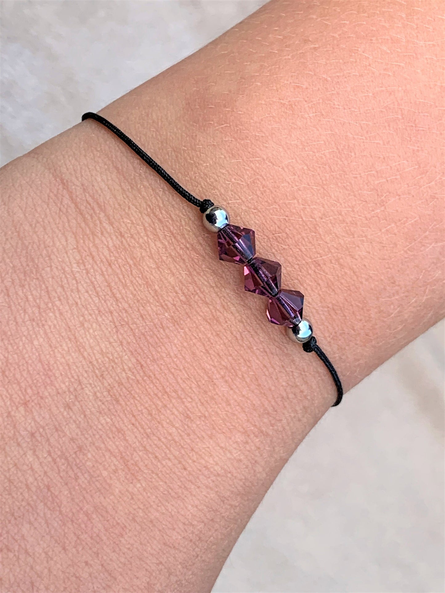 Amethyst Preciosca Crystals and Stainless Steel wish bracelet