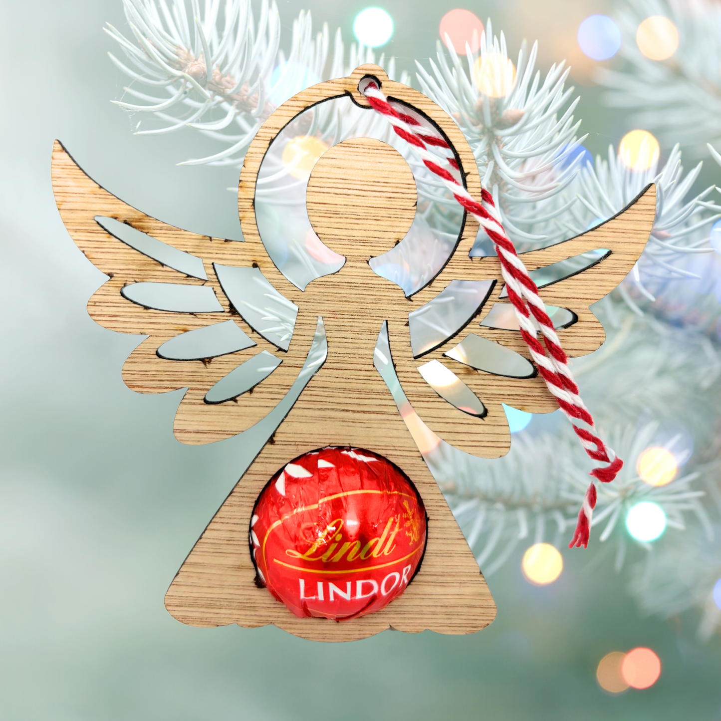 Wooden angel decoration for chocolate