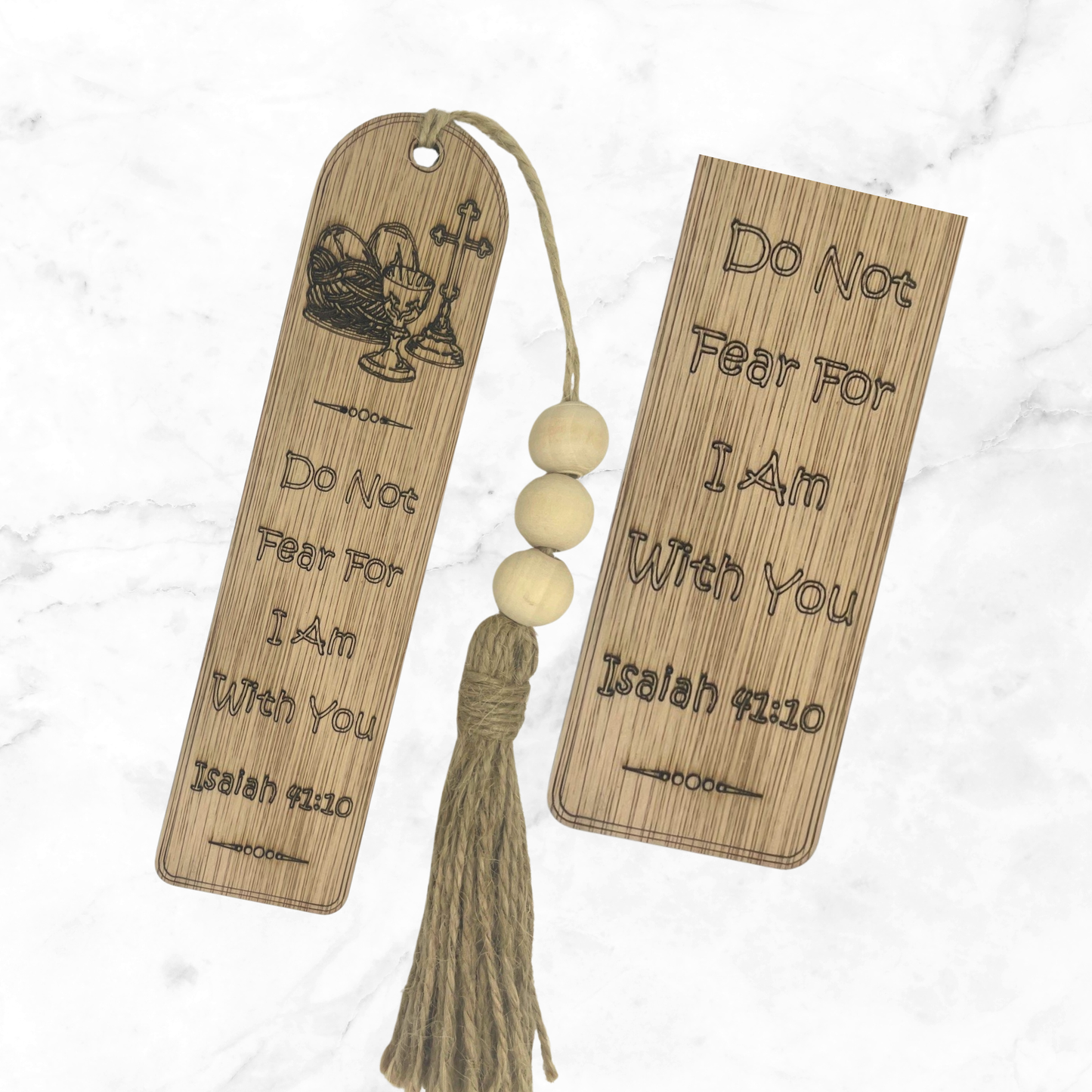 Wooden Christian Bookmark with Isaiah 41:10 Scripture – Faith Gift of Encouragement