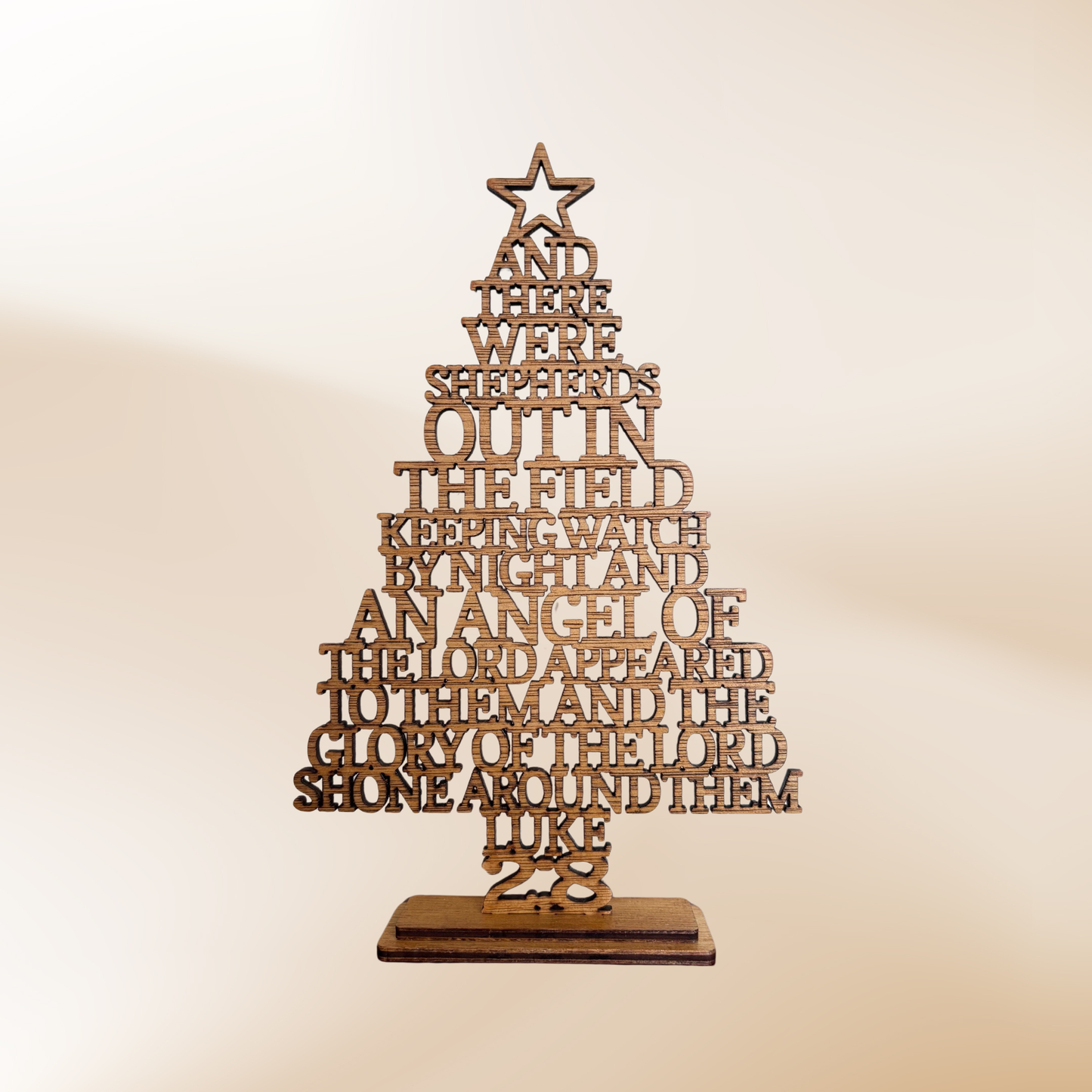 Wooden Christmas Tree with Bible Scripture Luke 2:8