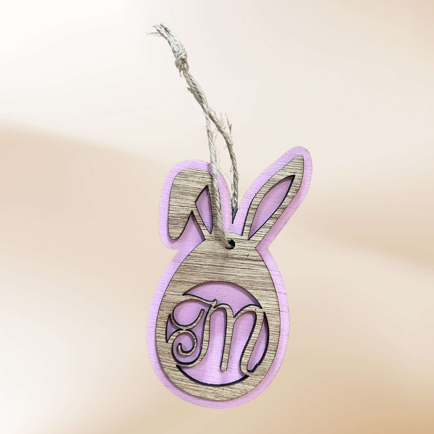 Easter Basket Gift Tag with Initial in Pink