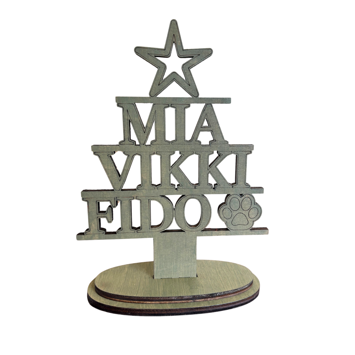 Personalised Family Name Freestanding Christmas Tree Keepsake
