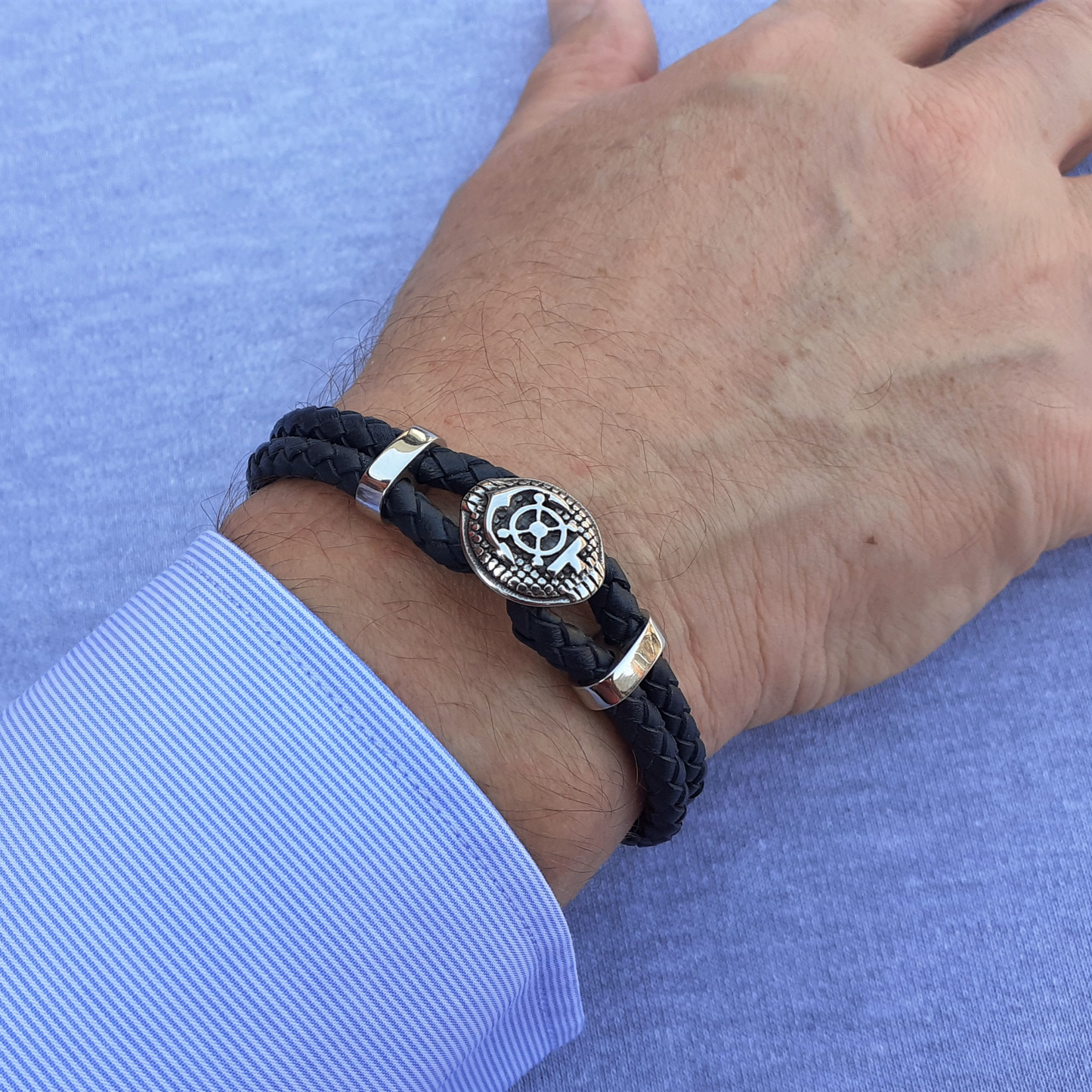Compass Leather Bracelet