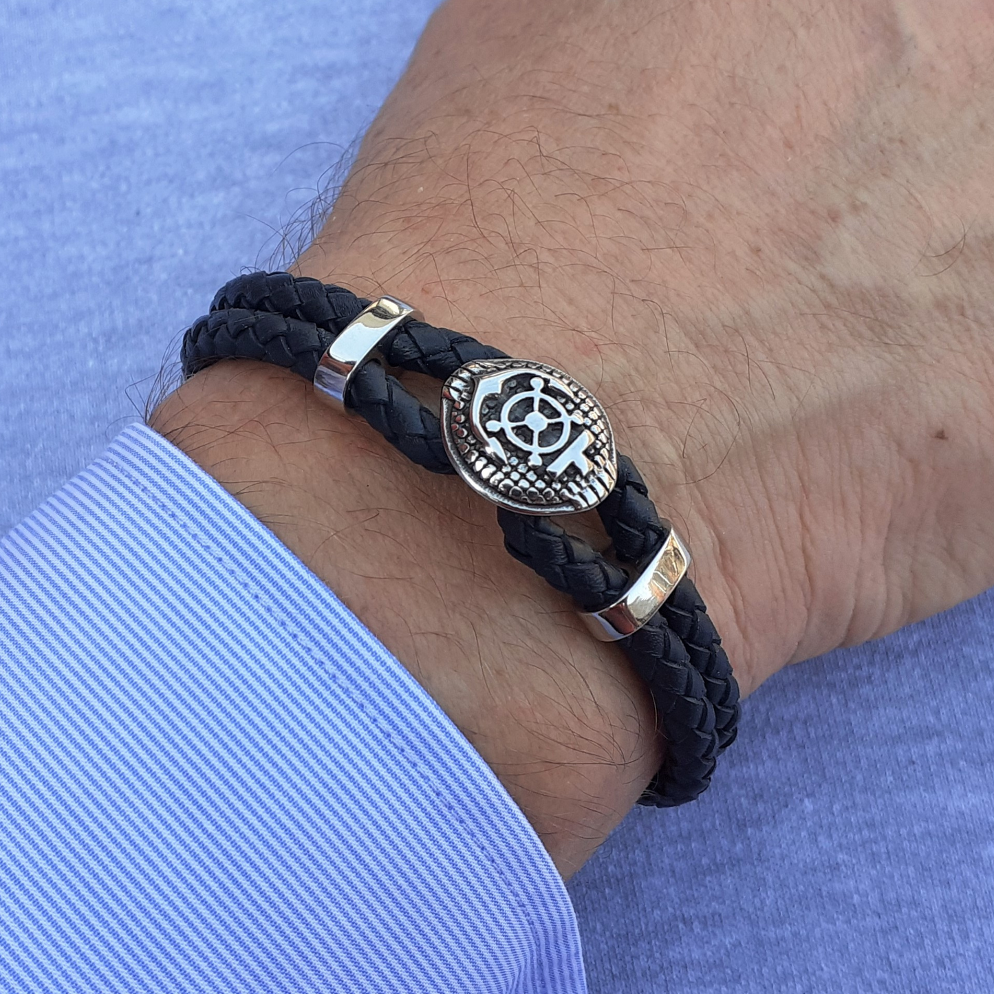 Compass Leather Bracelet