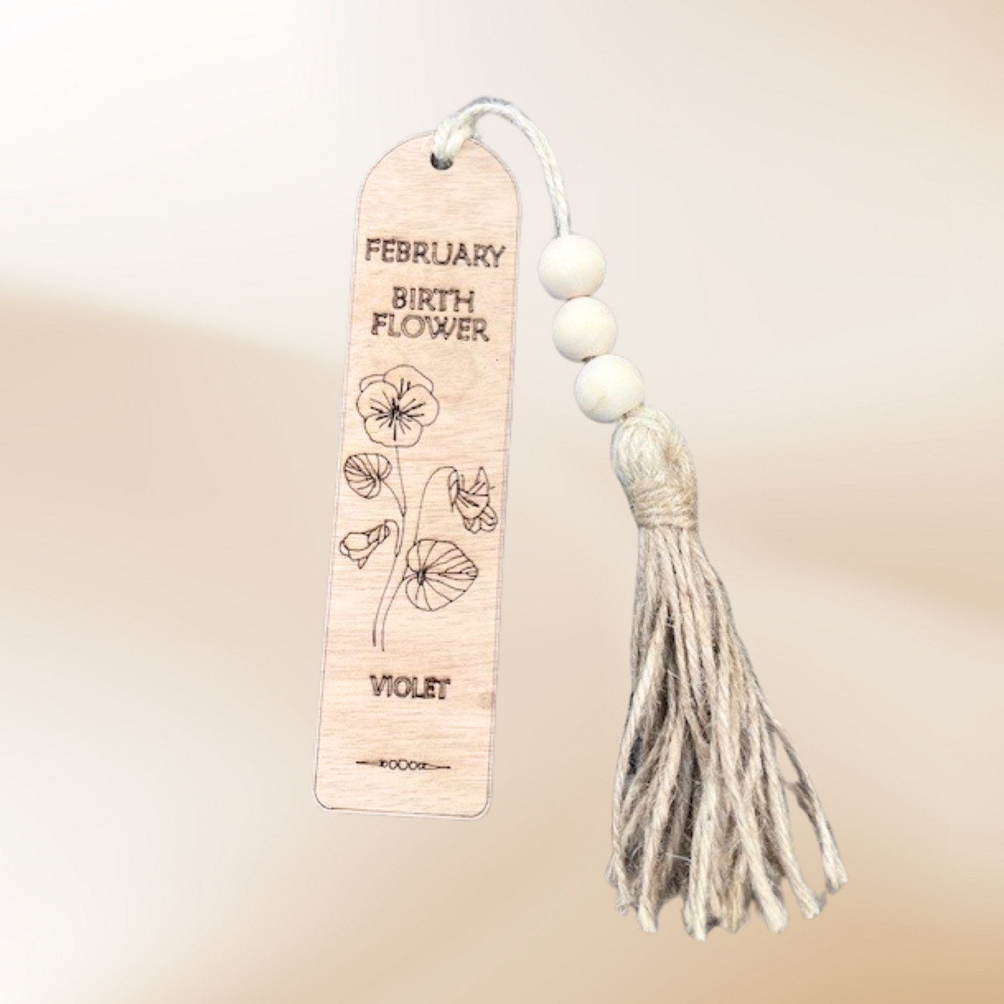 February Birth Flower Bookmark with Tassel