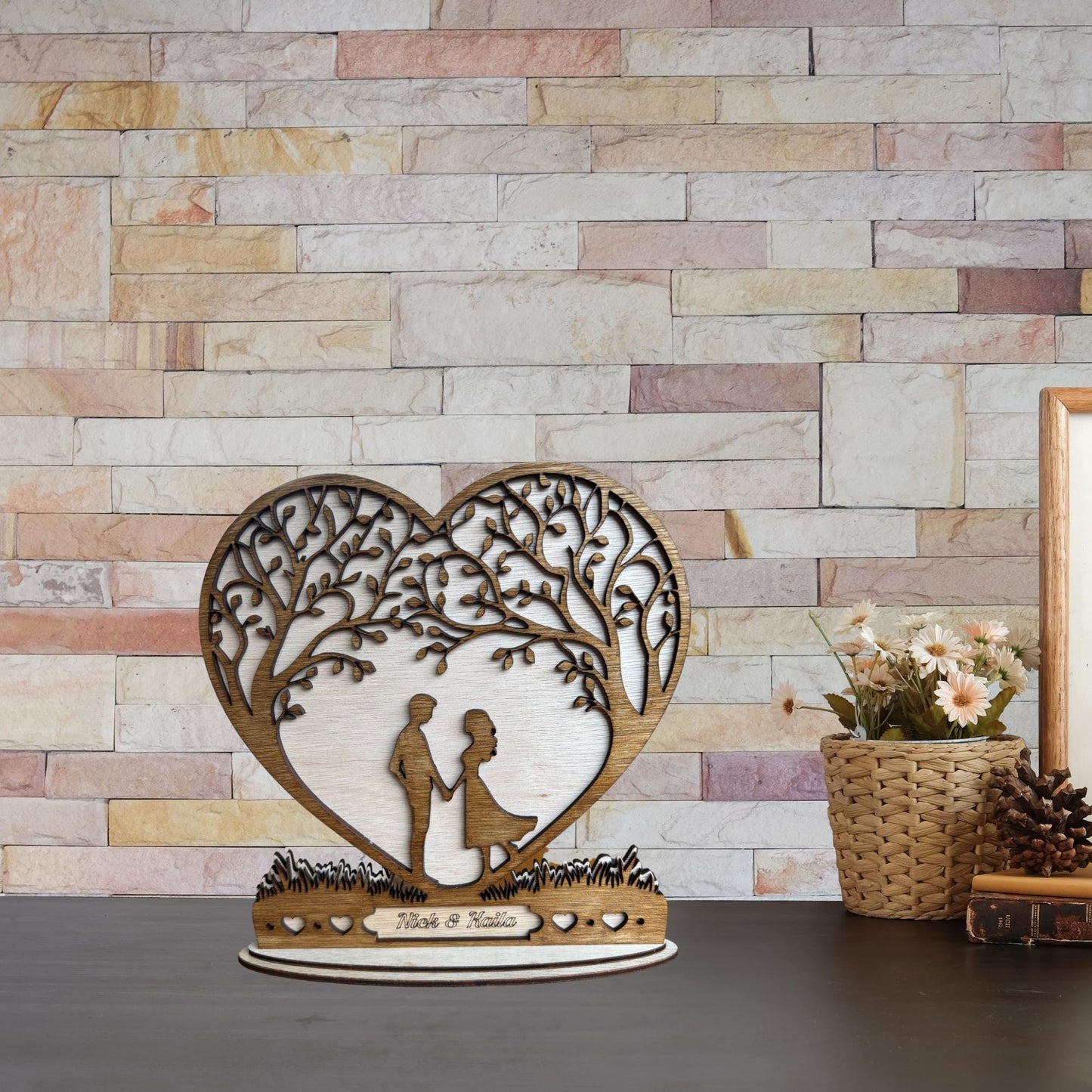 Outdoor Love Tree Couple Romantic Heart Ornament