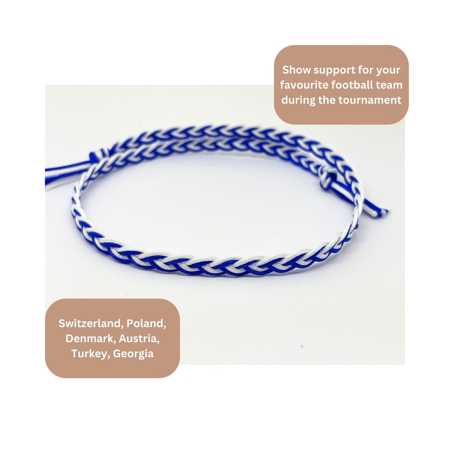 Patrotic Scotland Team Braided Bracelet - Blue and White