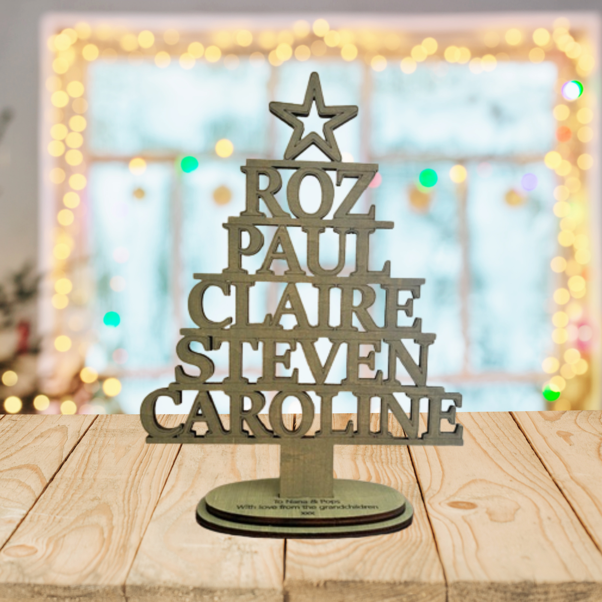 Personalised Family Name Freestanding Christmas Tree Keepsake