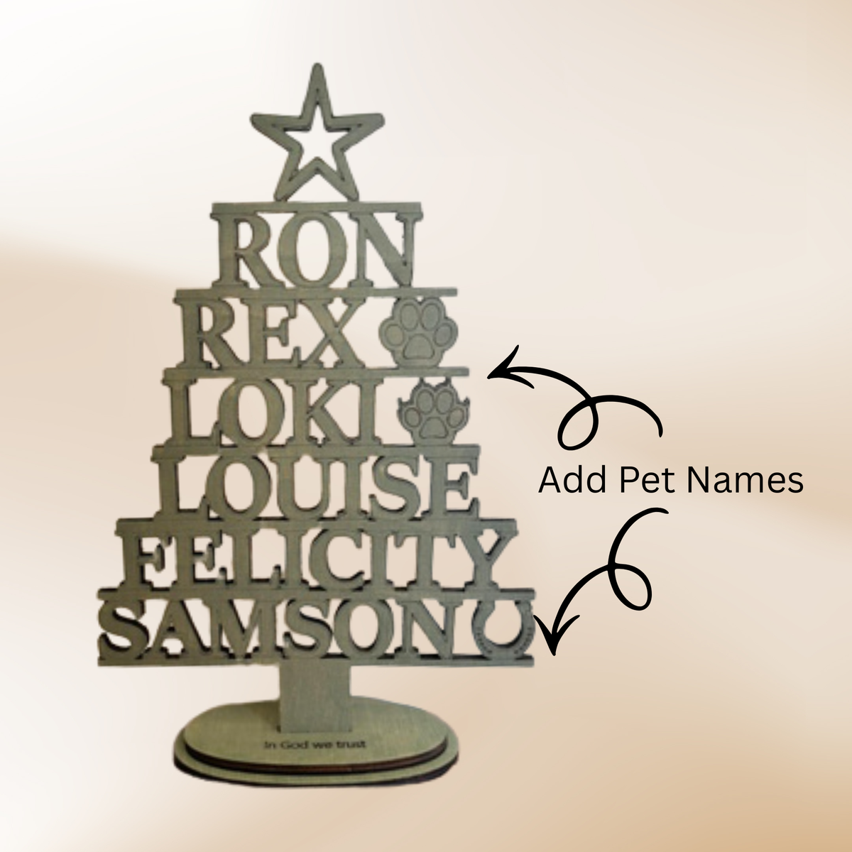 Personalised Family Name Freestanding Christmas Tree Keepsake