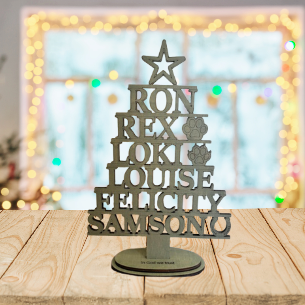 Personalised Family Name Freestanding Christmas Tree Keepsake