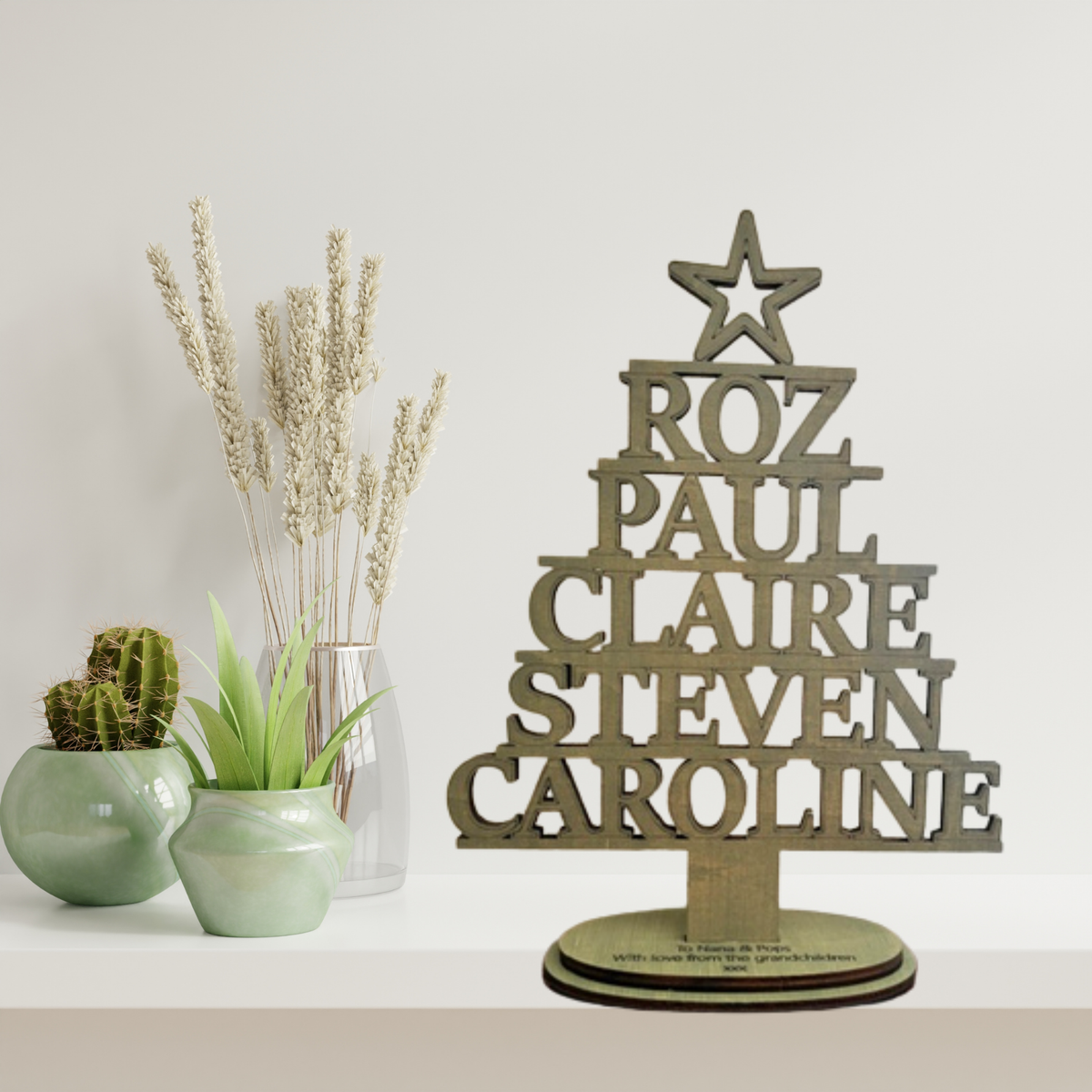 Personalised Family Name Freestanding Christmas Tree Keepsake