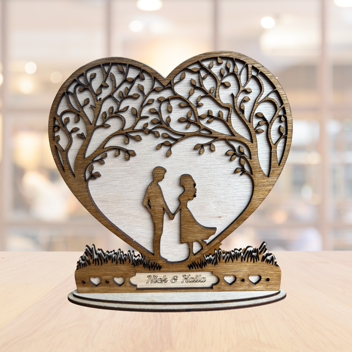 1 Year Paper Wedding Anniversary Gift UK - Couple Under a Tree Heart Ornament