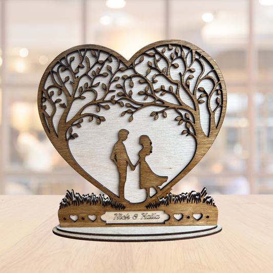 1 Year Paper Wedding Anniversary Gift UK - Couple Under a Tree Heart Ornament