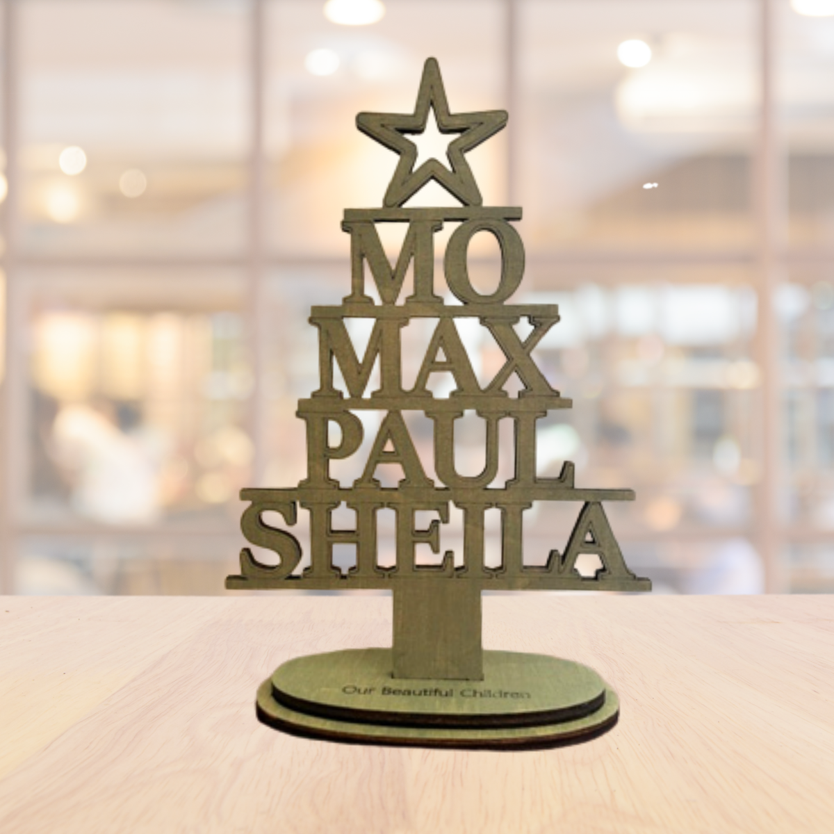 Personalised Family Name Freestanding Christmas Tree Keepsake