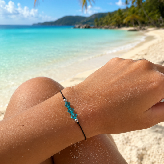 Caribbean Crystal Adjustable Bracelet | Aqua Beach Jewellery