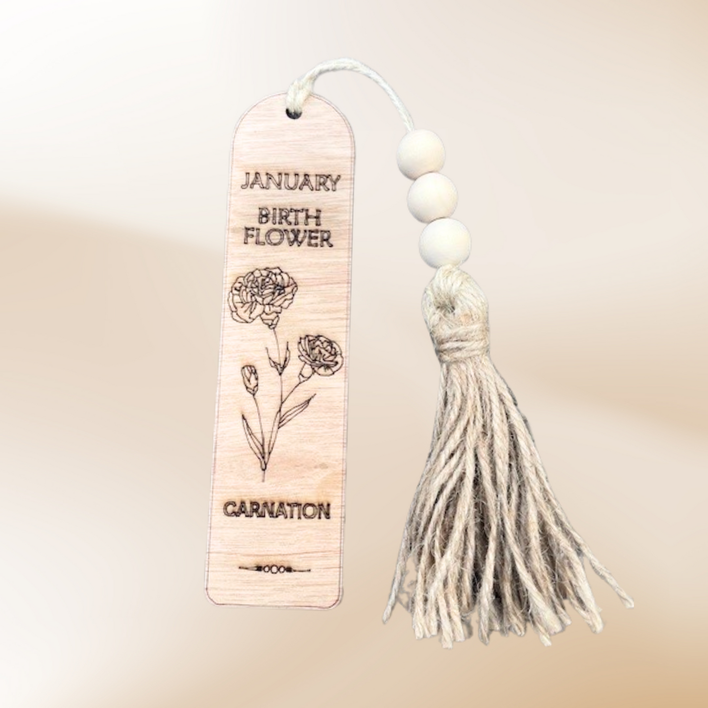 January Birth Flower Bookmark with Tassel