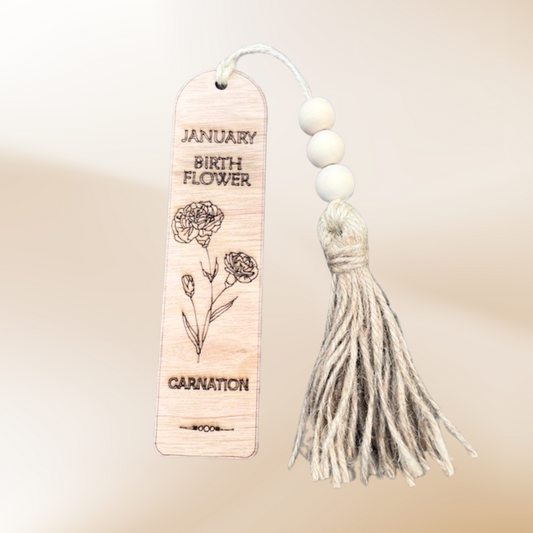 January Birth Flower Bookmark with Tassel