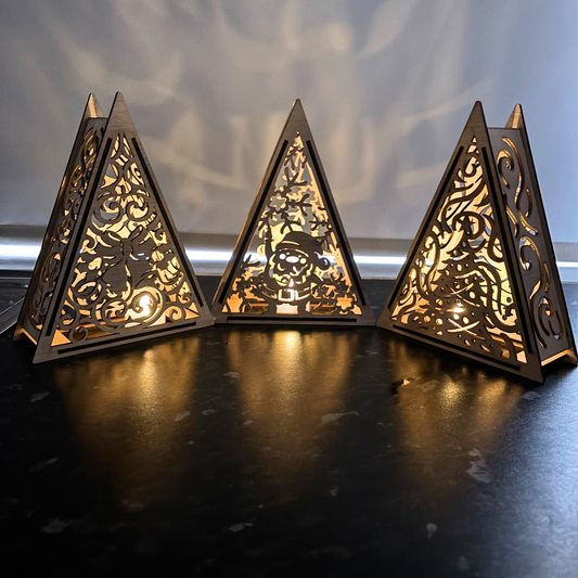 Christmas Lantern - Festive Wooden LED Candle Holder