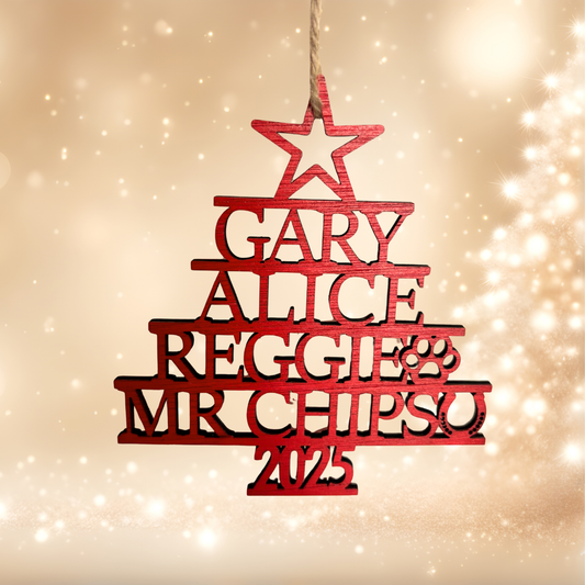 Personalised Family Name Christmas Tree Ornaments