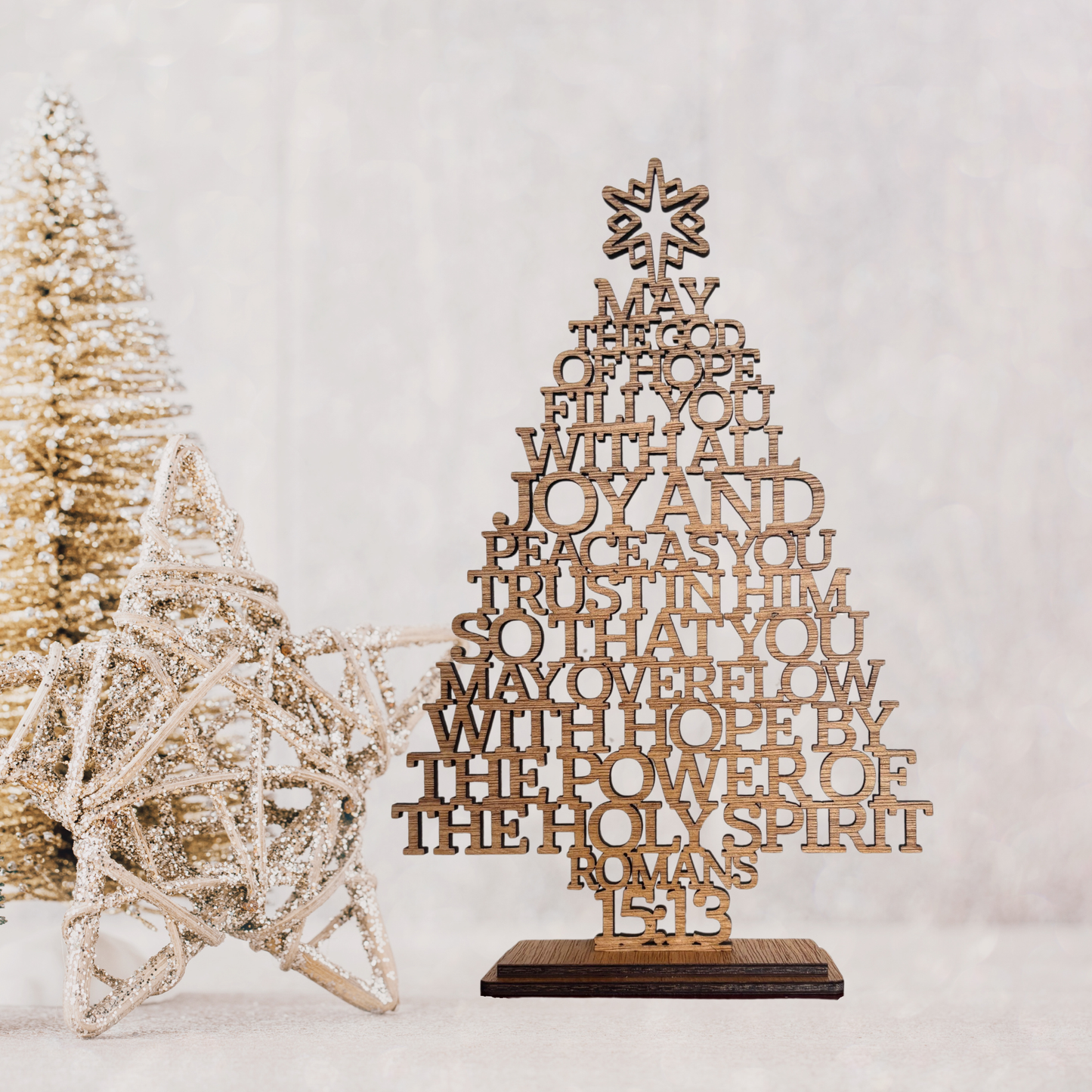 Religious Holiday Decor - Wooden Christmas Tree Roman 15 13