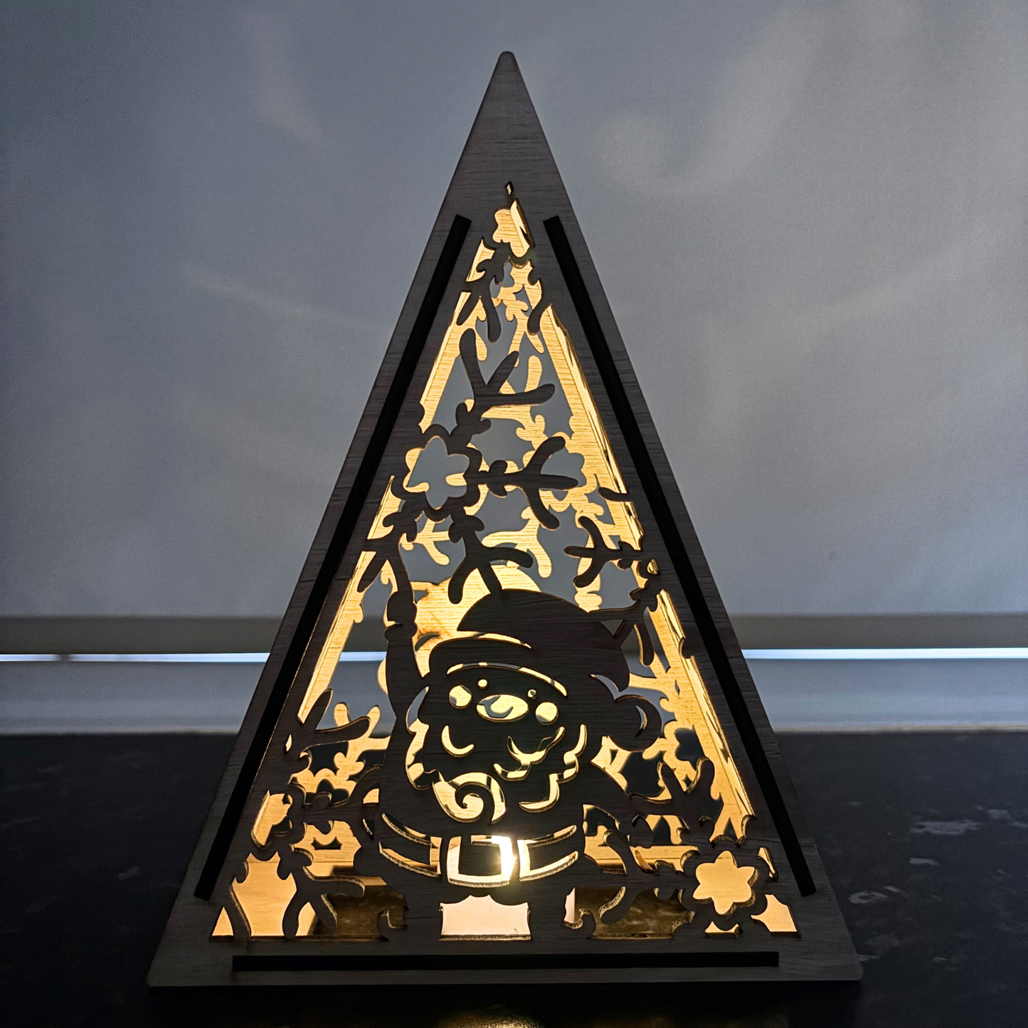 Christmas Lantern - Festive Wooden LED Candle Holder