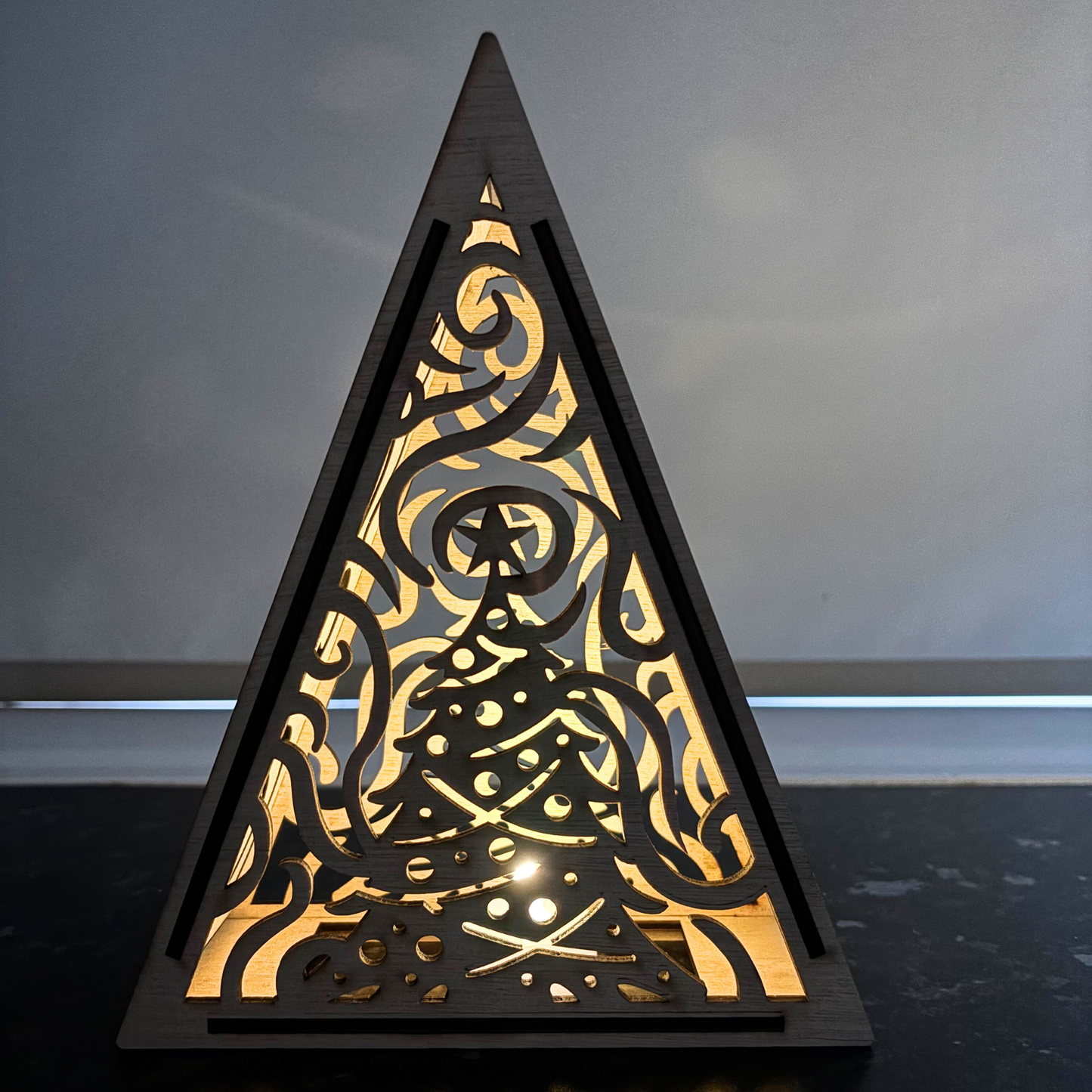 Christmas Lantern - Festive Wooden LED Candle Holder