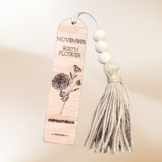 November Birth Flower Bookmark with Tassel