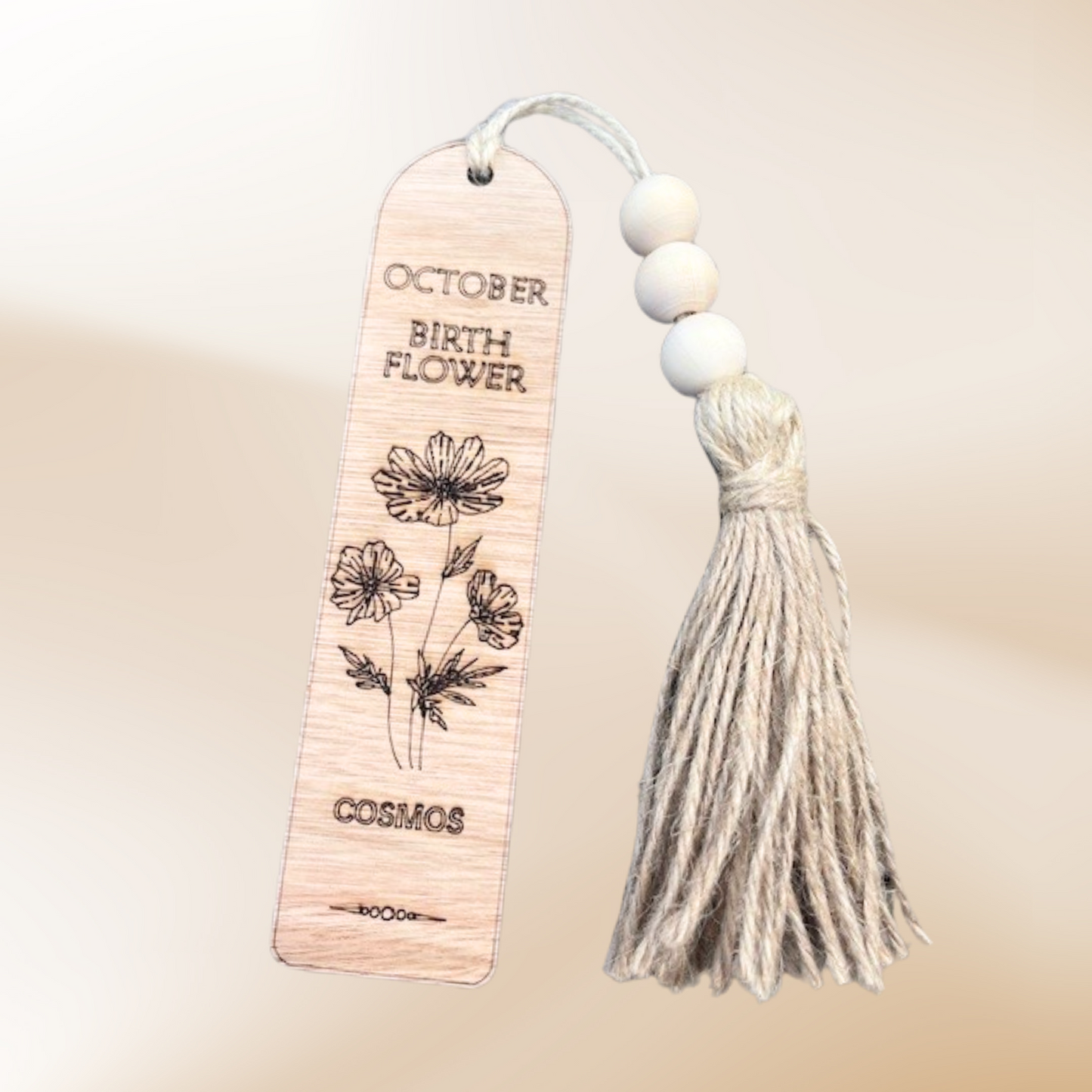 Birthflower Wooden Bookmark for Mum – Mother’s Day Gift from Daughter or Son, Personalised Floral Wood Book Marker