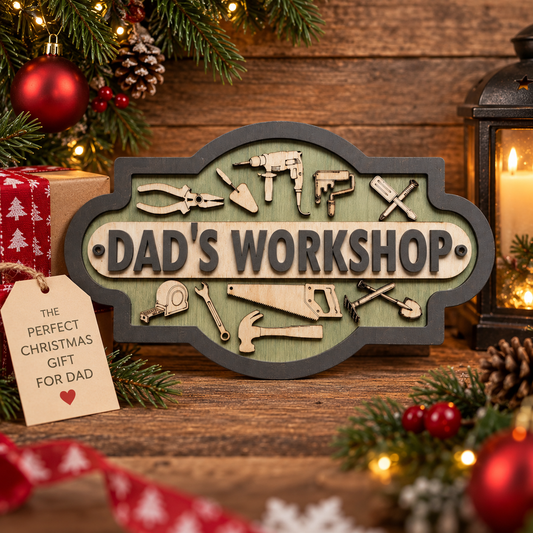 Personalised Dad's Workshop DIY Sign | Christmas Gift for Dad