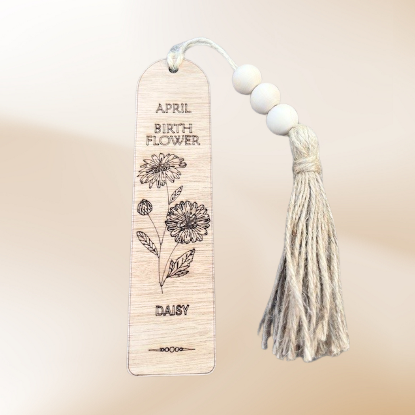 Birthflower Wooden Bookmark for Mum – Mother’s Day Gift from Daughter or Son, Personalised Floral Wood Book Marker