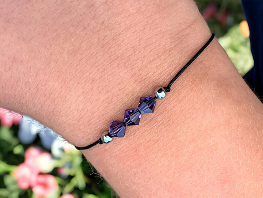 Tanzanite Preciosa Crystal Bracelet with beads and macrame knot