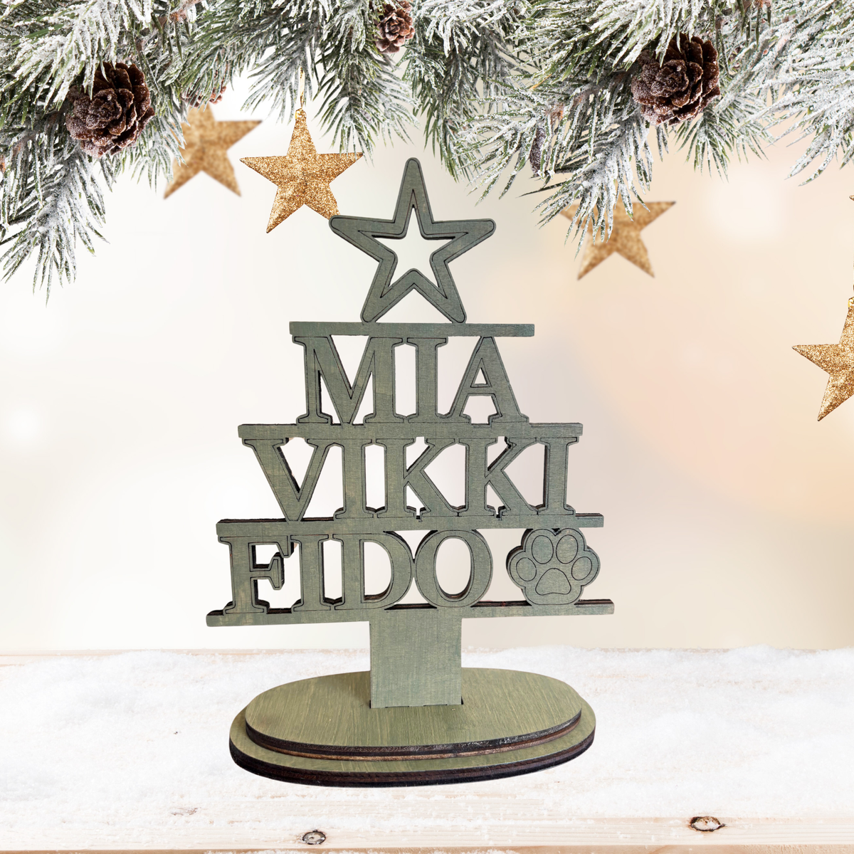 Personalised Family Name Freestanding Christmas Tree Keepsake