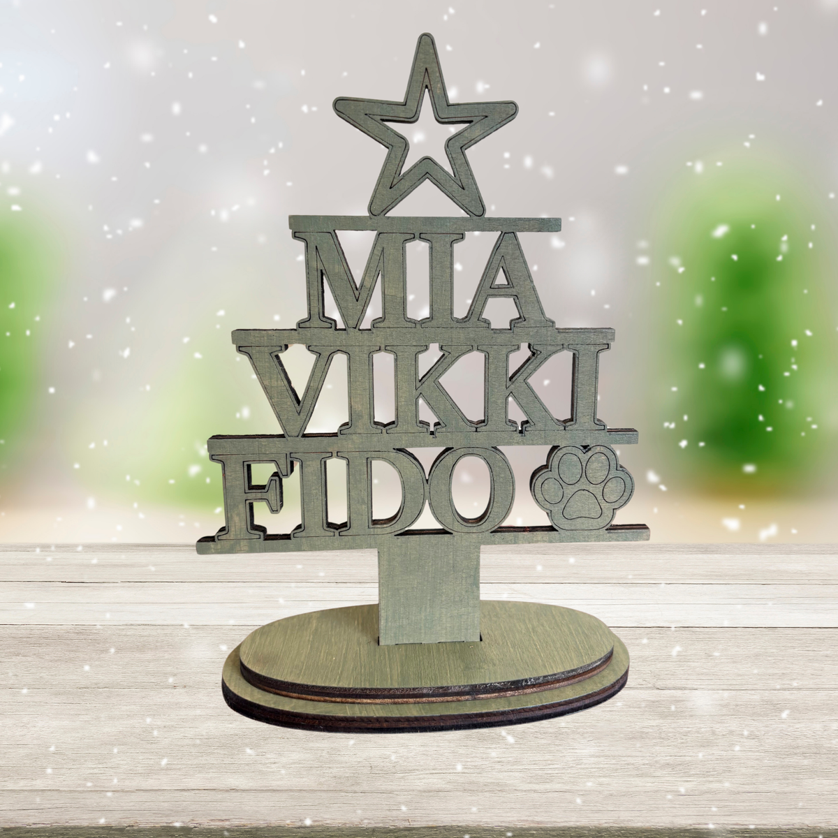 Personalised Family Name Freestanding Christmas Tree Keepsake