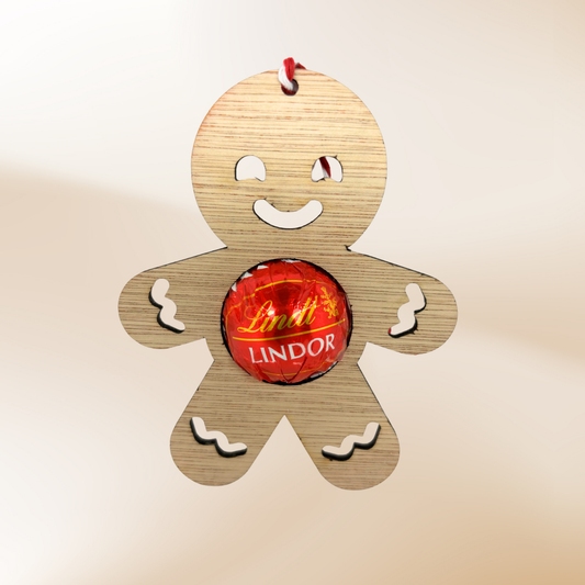 Wooden laser cut gingerbread man chocolate holder Christmas Tree decoration