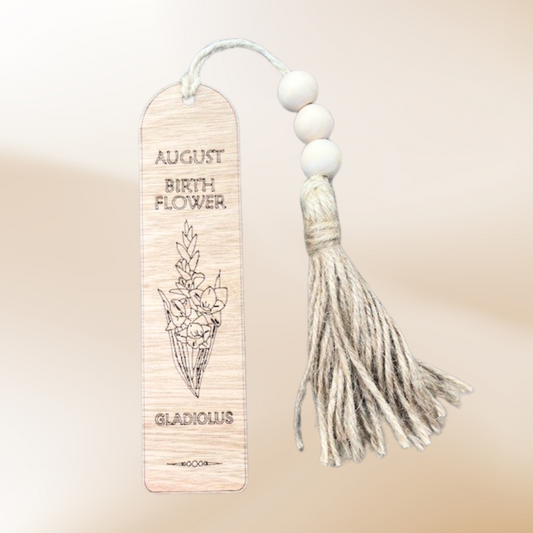 August Birth Flower Bookmark with Tassel