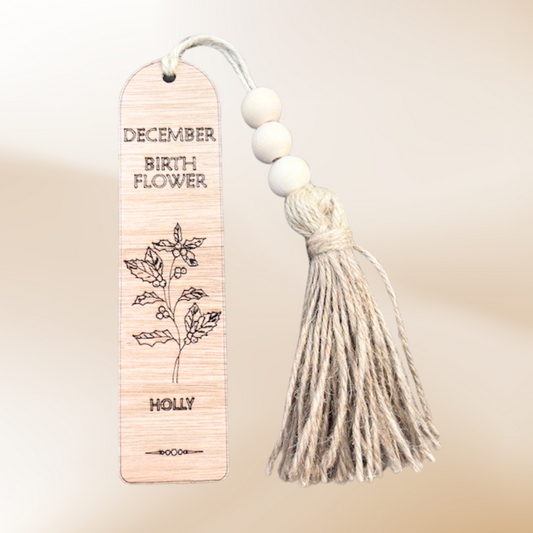 December Birth Flower Bookmark with Tassel