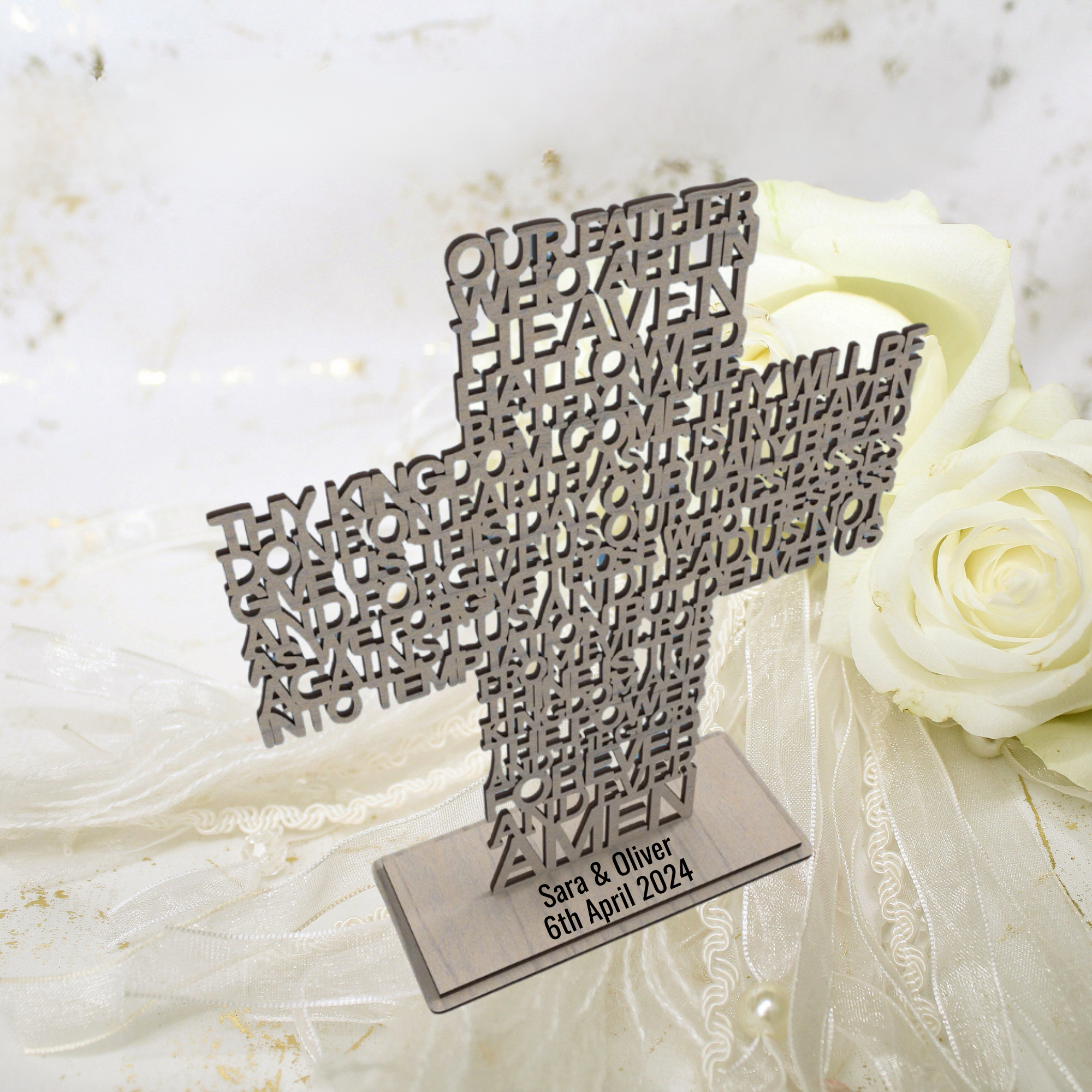 Personalised Lord’s Prayer Wooden Cross | Christian Gift UK – Ian ...