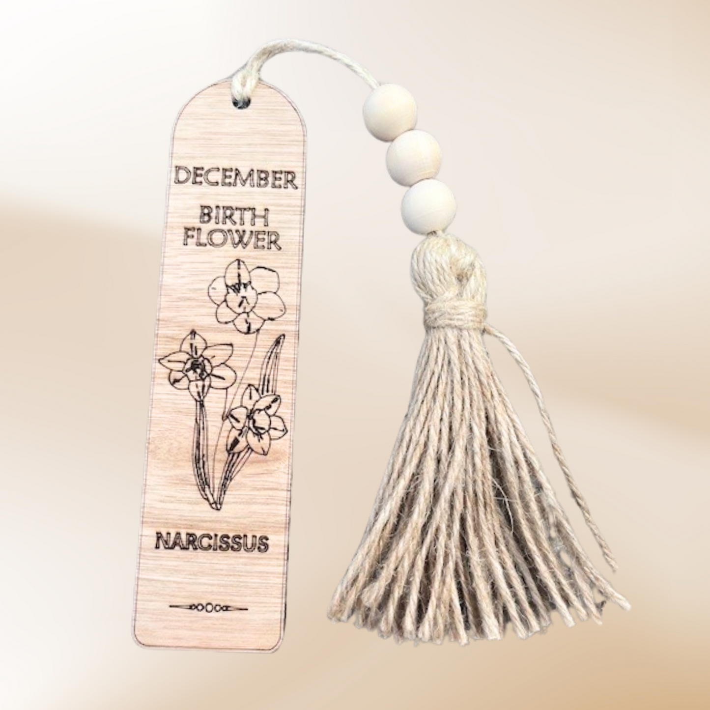 December Birth Flower Bookmark with Tassel