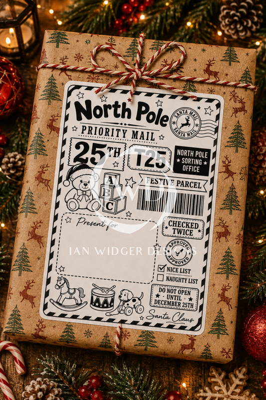 Personalised Christmas North Pole Postage Label Stickers - Pack of 10