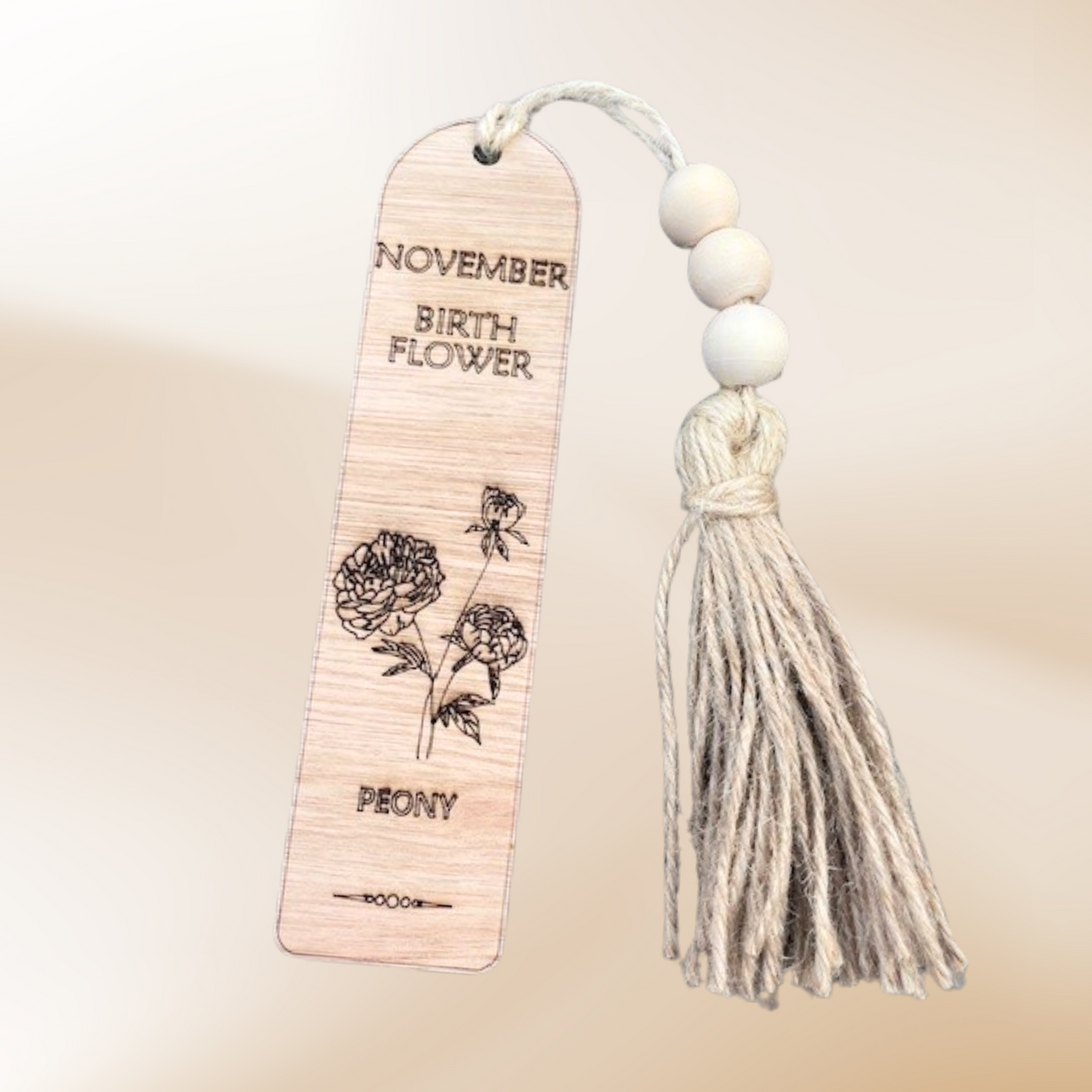 Birthflower Wooden Bookmark for Mum – Mother’s Day Gift from Daughter or Son, Personalised Floral Wood Book Marker
