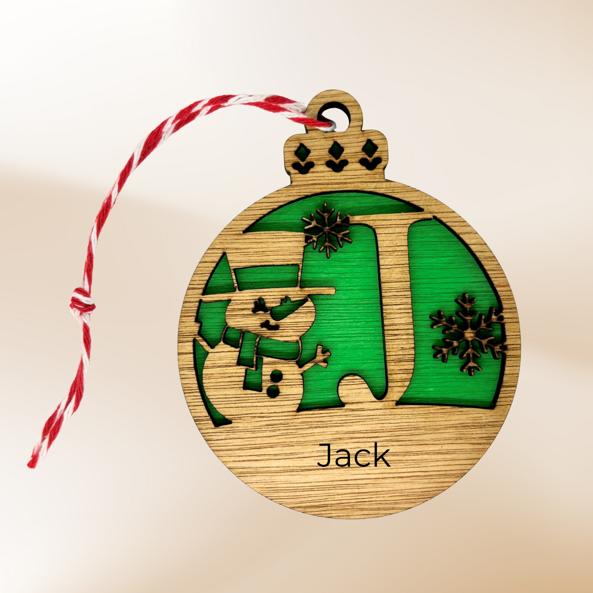 Personalised Initial Christmas Snowman Decoration