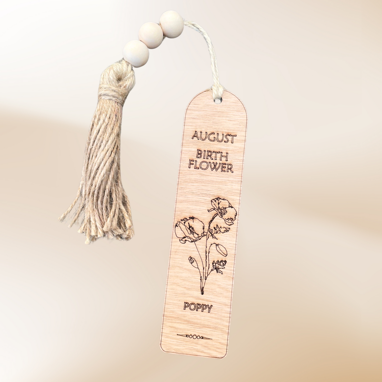 August Birth Flower Bookmark with Tassel