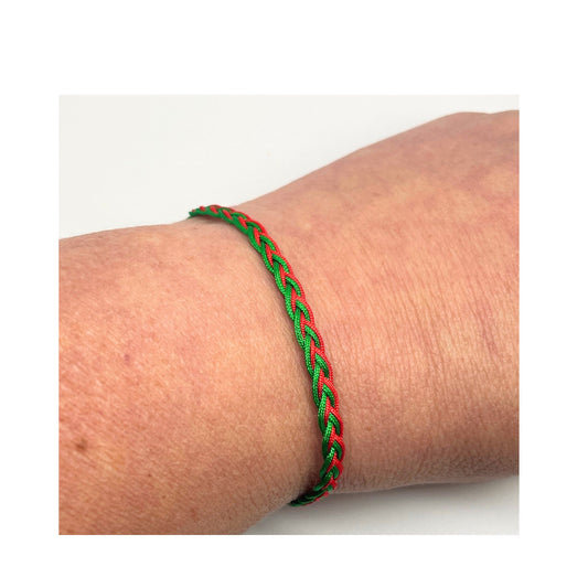 Portuguese Flag Colour Braided Bracelet in Red and Green