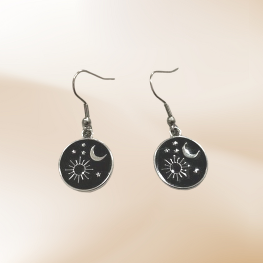 Crescent Moon and Sun Celestial Earrings