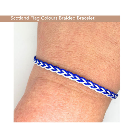 Patrotic Scotland Team Braided Bracelet - Blue and White